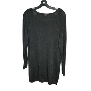 Eileen Fisher Merino Wool Open Knit Lightweight Henley Sleeve Tunic Size Medium